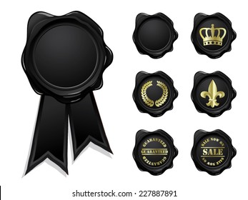 Black wax seal collection isolated