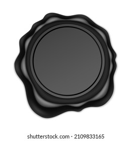 Black wax seal. Secrecy stamp Confidentially. Vector illustration isolated on white background.