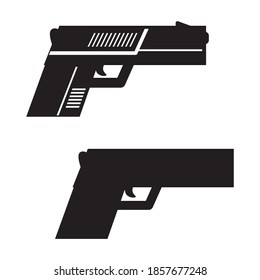 ilustración vectorial de boceto de arma negra, aislado en fondo blanco, vista superior