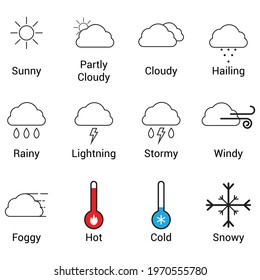 black weather icons vector sets on white background