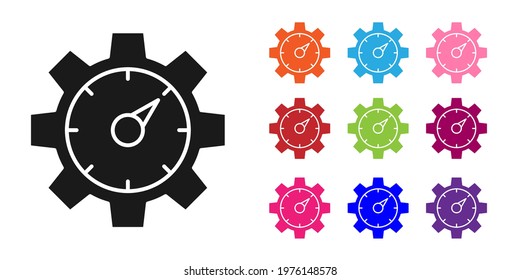 Black Web analytics information and development website statistic icon isolated on white background. Analysis, management, marketing, research. Set icons colorful. Vector