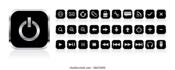 black web button set