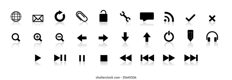 black web button set