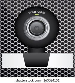 black web cam over grid  background. vector  illustration