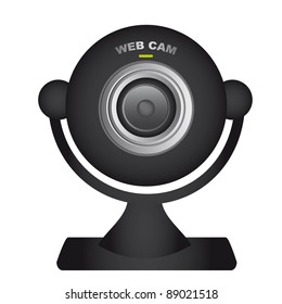 black web cam over white background. vector