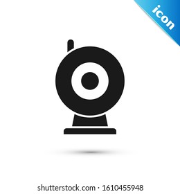 Black Web camera icon isolated on white background. Chat camera. Webcam icon.  Vector Illustration