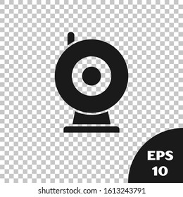 Black Web camera icon isolated on transparent background. Chat camera. Webcam icon.  Vector Illustration