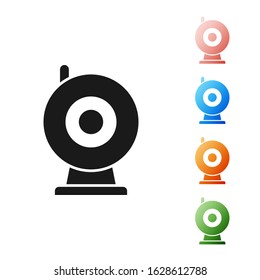 Black Web camera icon isolated on white background. Chat camera. Webcam icon. Set icons colorful. Vector Illustration