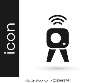 Icono de cámara web negra aislado en fondo blanco. Cámara de chat. Icono de cámara web.  Vector