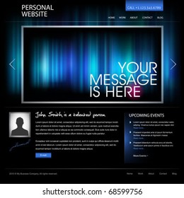 black web design template vector - compatible with 960px width layout - great as personal website for artist, photographer, designer, or as modern company website