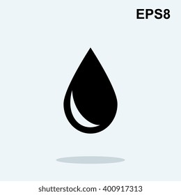 black web drop or rain icon on white background