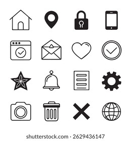 Diseño de Plantilla de conjunto de iconos de Web negro