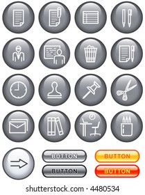 Black Web Icons Set – Office (Vector)