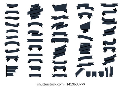 Black Web ribbons banners isolated on white background. Vector Collection isolated Ribbons Banners. Ribbon and Banners. Glyph ribbon banner. Set of black tape