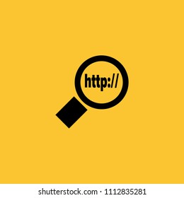 Black Web Search Icon on Yellow Background