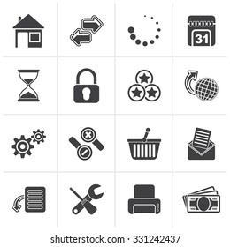 Black Web Site and Internet icons - vector icon set