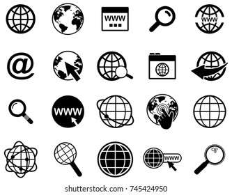 Black web vector icons collection on white background