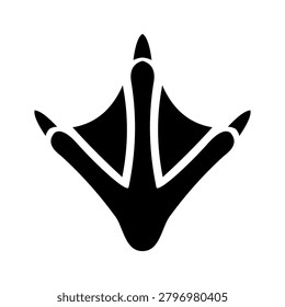 Black Webbed Duck Footprint Vector Icon Isolated on White Background