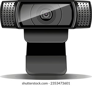 Ilustración de webcam negra, para diseño, Vector plano