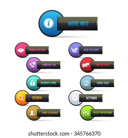 Black Website Buttons Set