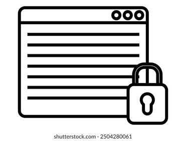 Icono de Sitio web negro con candado que representa la seguridad de Internet