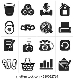 Black Website and internet icons - vector icon set