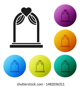 Black Wedding arch icon isolated on white background. Wedding decoration. Set icons colorful circle buttons. Vector Illustration