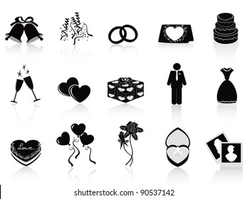 black wedding icons set