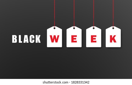 Black week banner. Sale week. Discount. Price tag. Vector on isolated background. EPS 10