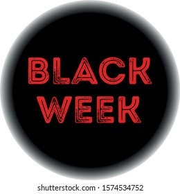 Black Week with black circle wrapped, 20% discount.