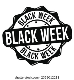 Black week grunge rubber stamp on white background, vector illustration