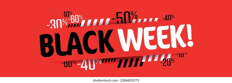 Black week on red background