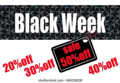 Black Week sale header template on low poly background vector.