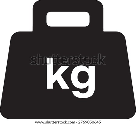 Black weight icon illustration, simple flat vector symbol. Kilogram weight icon. Weight design element, measurement tool for gym or shop.