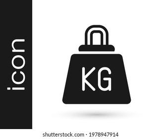 Black Weight icon isolated on white background. Kilogram weight block for weight lifting and scale. Mass symbol.  Vector