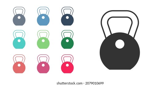 Icono de peso negro aislado en fondo blanco. Bloqueo de peso Kilogramo para el levantamiento de peso y la escala. Símbolo de masa. Indique los iconos en colores. Vector