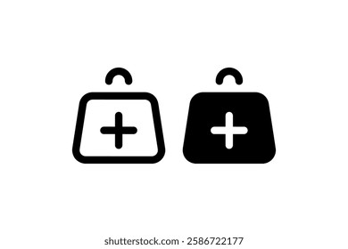 Black weight icon with plus symbol Vector