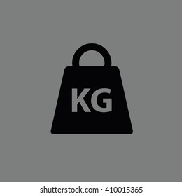 Black weight kilogram vector icon. Gray background