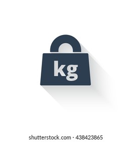 Black Weight Kilograms icon with long shadow