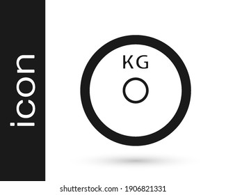 Black Weight plate icon isolated on white background. Equipment for bodybuilding sport, workout exercise and fitness.  Vector