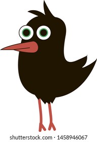 Black weird bird, illustration, vector on white background.