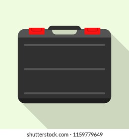 Black welder tool bag icon. Flat illustration of black welder tool bag vector icon for web design