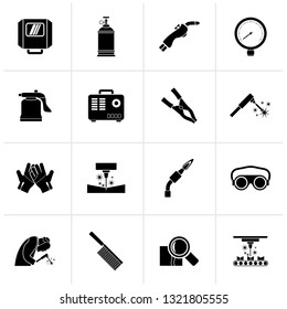 Black Welding And Construction Tools Icons - Vector Icon Set