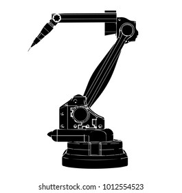 black welding robot on a white background