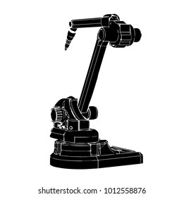 black welding robot on a white background