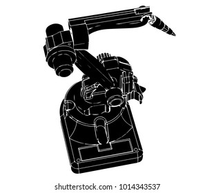 black welding robot on a white background