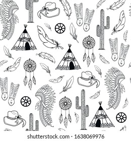 Black western style elements seamless pattern design