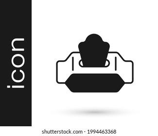 Icono del paquete de limpiaparabrisas de color blanco negro aislado en fondo blanco.  Vector