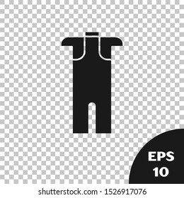 Black Wetsuit for scuba diving icon isolated on transparent background. Diving underwater equipment.  Vector Illustration