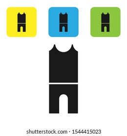 Black Wetsuit for scuba diving icon isolated on white background. Diving underwater equipment. Set of colorful square icon buttons. Vector Illustration